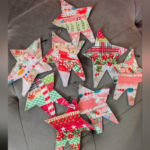 Handmade Other - Fabric Star lot, scrappy fabric stars for art projects HANDMADE ITEM